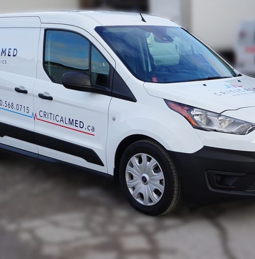 Ford-transit-connect-van-decals-critical-med-medical-logistics-avery-dennison-best-vehicle-wrap-in-toronto-front-side